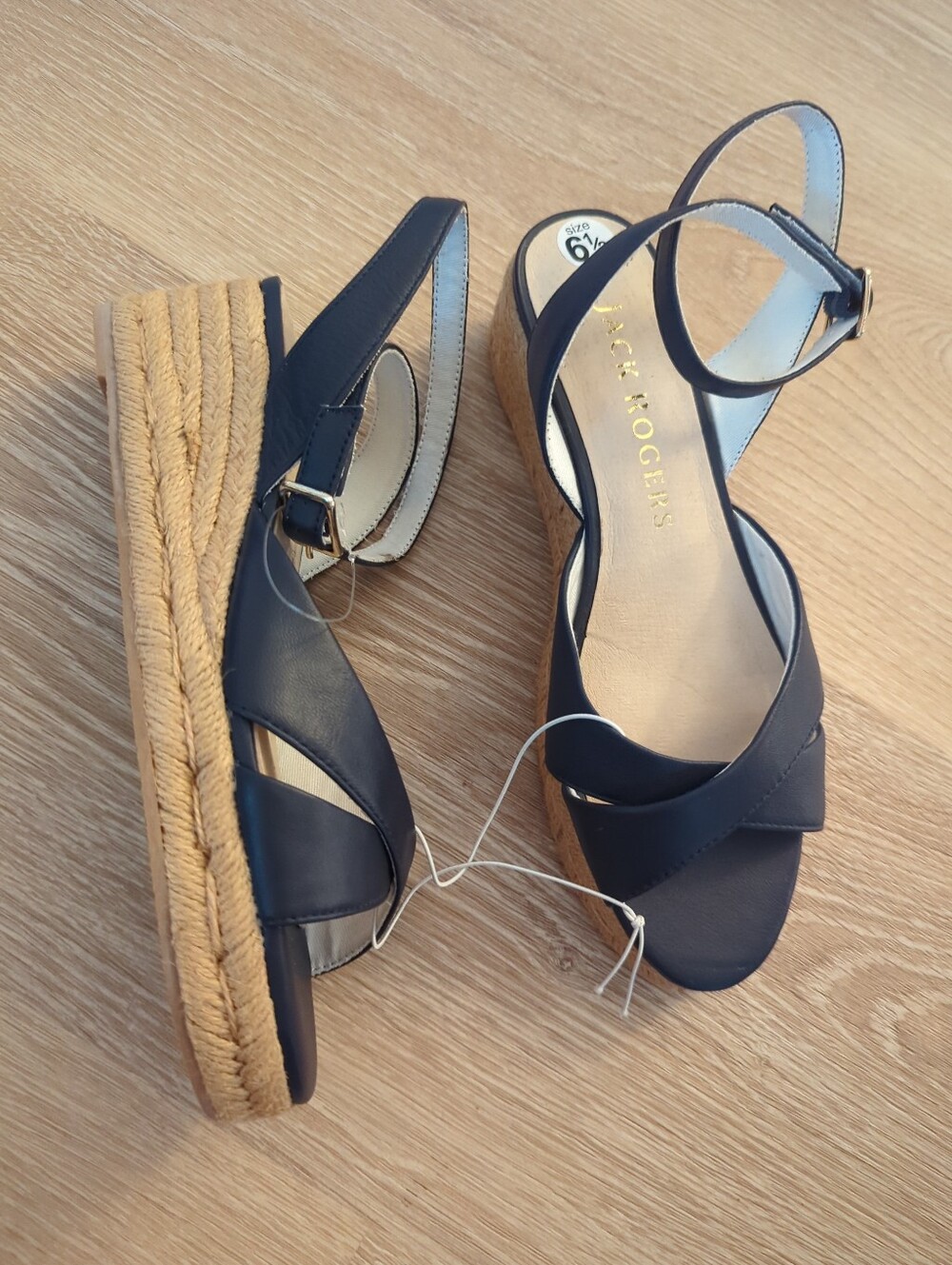 Jack Rogers Palmer Ankle Strap Espadrille Wedge Sandal Blue 6.5 Shoes